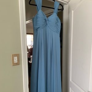 Azazie steel blue bridesmaid dress
